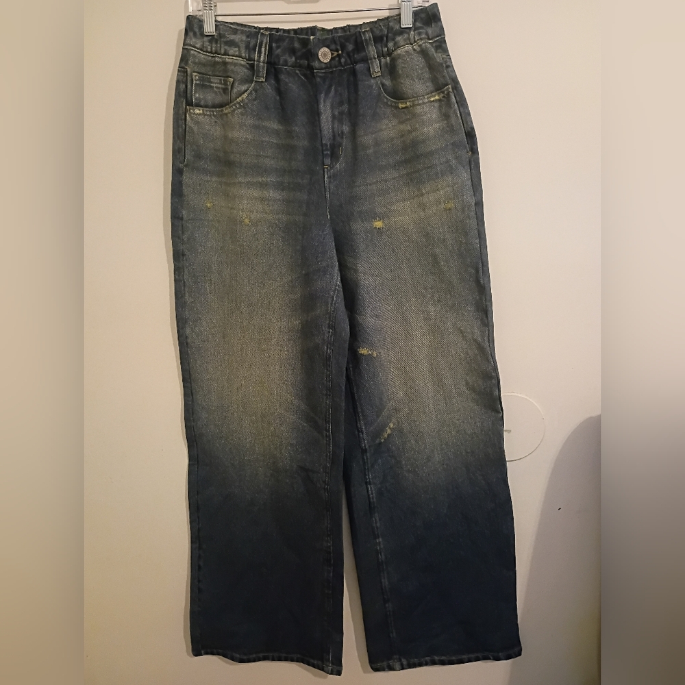 Halara Women's Athleisure Wide Leg High Rise Denim Look Pants Sz MT NWT